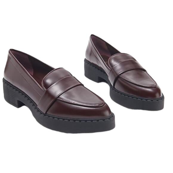 Vince Camuto Women's Echika Leather Platform Lug Loafers Bordeaux Size 7.5 New - Picture 8 of 11